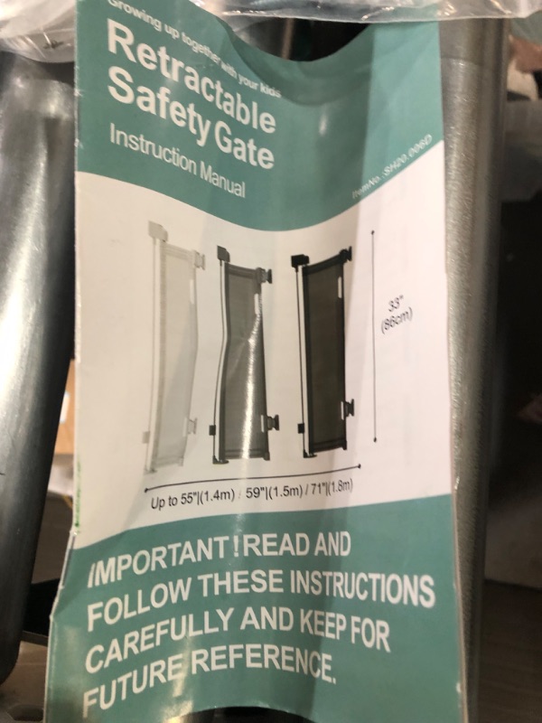 Photo 7 of Cumbor Baby Gate Retractable Gates for Stairs, Mesh Dog Gate for The House, Wide Pet Gate 33" Tall, Extends to 55" Wide