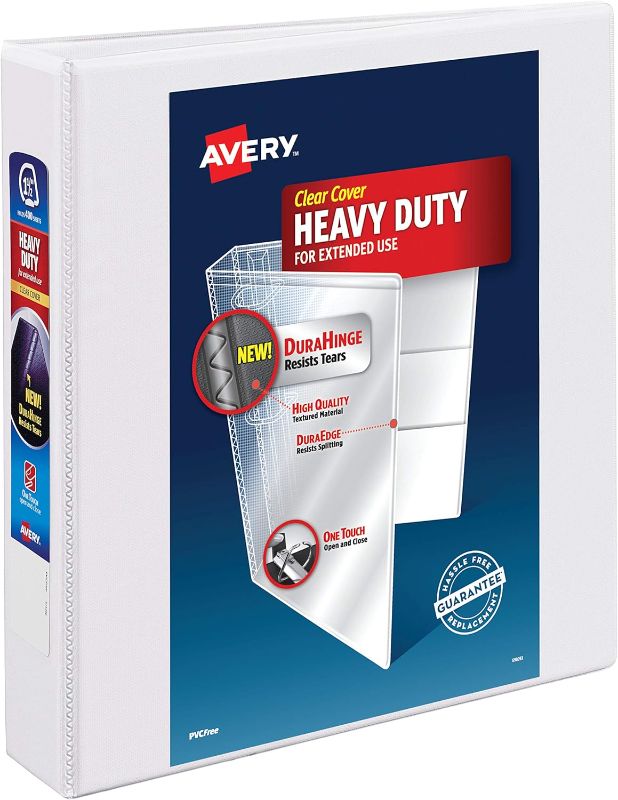 Photo 1 of Avery Heavy-Duty View Binder, 1-1/2" One Touch Slant Rings, DuraHinge, 12 White Binders (79795), 1.5" 1.5" 12 Pack Binder