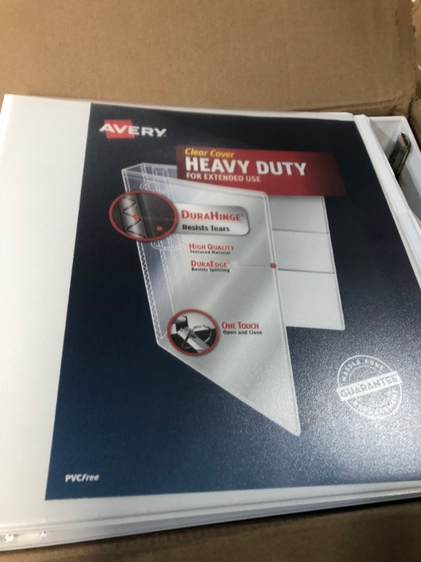 Photo 2 of Avery Heavy-Duty View Binder, 1-1/2" One Touch Slant Rings, DuraHinge, 12 White Binders (79795), 1.5" 1.5" 12 Pack Binder