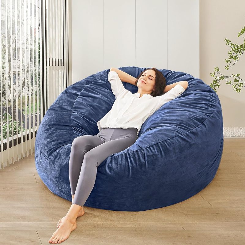 Photo 1 of * SEE NOTES * Bean Bag Chair Stuffed with Foam - 4 ft, Navy Full Navy
