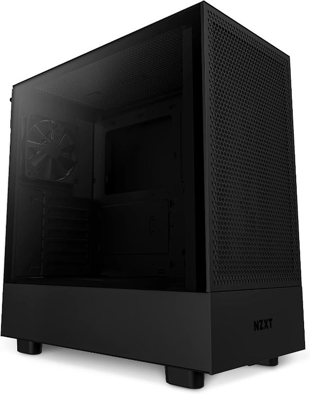 Photo 1 of NZXT H5 Flow Compact ATX Mid-Tower PC Gaming Case – High Airflow Perforated Tempered Glass Front/Side Panel – Cable Management – 2 x 120mm Fans Included – 280mm Radiator Support – Black