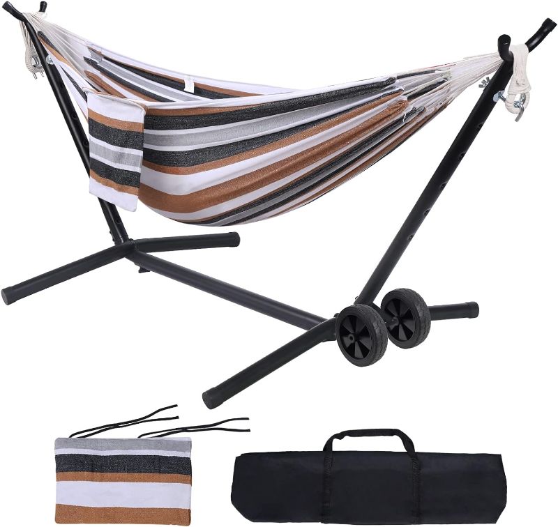 Photo 1 of (READ FULL POST) Wilsall Portable Hammock with Stand Included with Wheels Outdoor Double 2 Person Heavy Duty Hamacas con Base 450 lb Capacity