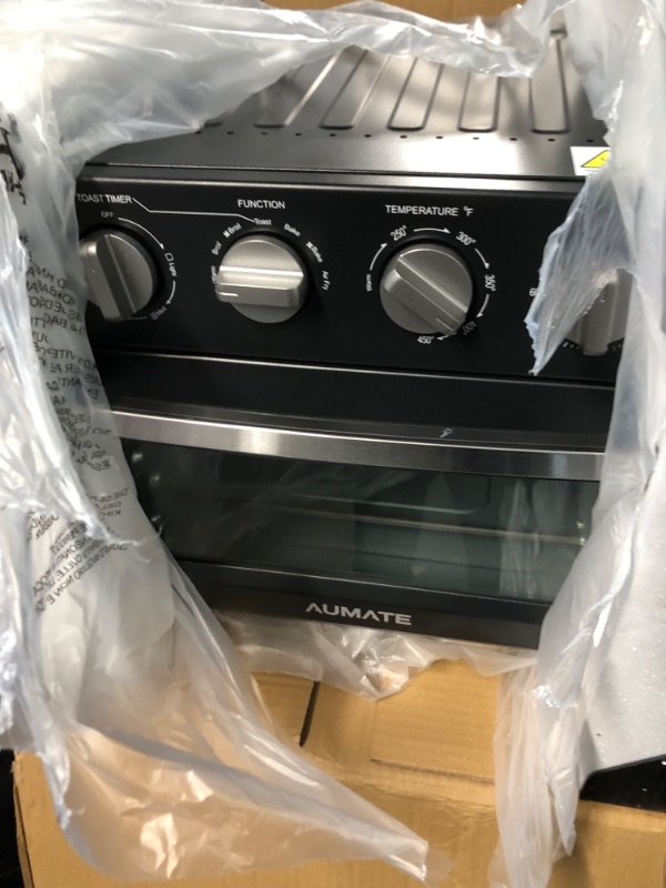 Photo 3 of * SEE NOTES * Toaster Oven Air Fryer Combo 19-Quart, AUMATE Kitchen in the box 7 in 1 Convection Toaster Oven Countertop, Oilless Air Fryer Oven, Includes Baking Pan, Oven Rack, Fry Basket, Crumb Tray, 1550W, Black