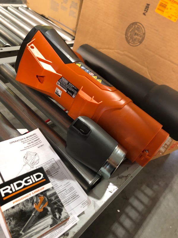 Photo 4 of * SEE NOTES * RIDGID 18V Brushless 130 MPH 510 CFM Cordless Battery Leaf Blower with 6.0 Ah MAX Output Battery and Charger 