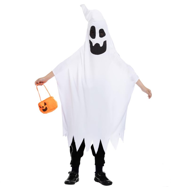 Photo 1 of Spooktacular Creations Ghost Costume with Horn and Pumpkin Bucket for Child Halloween Spooky Trick-or-Treating 