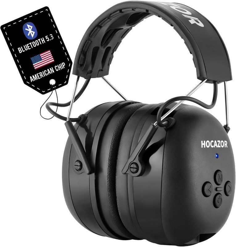 Photo 1 of * SEE NOTES * Hocazor HZ07 Upgrade Bluetooth 5.3 Hearing Protection - NRR 25dB Noise Cancelling Earmuffs 40 Hours+ Playing Time with 1500mAh Rechargeable Battery for Mowing, Workshops, Black