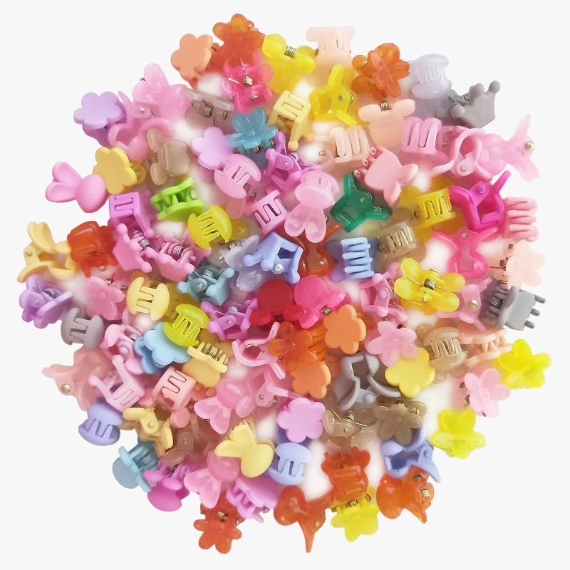 Photo 1 of * SEE NOTES * 100pcs Mini Hair Claw Clips, BetterJonny Multiple Styles Non Slip Tiny Plastic Jaw Clips for Girls Women Assorted Color