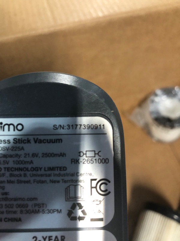 Photo 1 of (READ NOTES) Oraimo Cordless Vacuum, 24KPA Vacuum Cleaner with 270W Brushless Motor, Stick Vacuum with Anti-entangle Floor Brush, Up to 45min Runtime,  Gray (PARTS ONLY) 