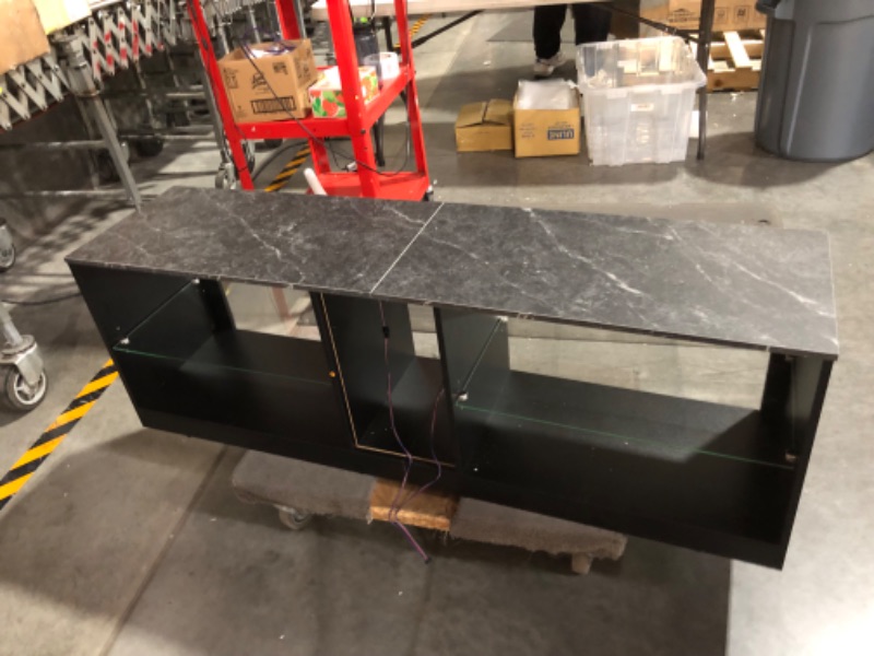 Photo 2 of ***USED - NO PACKAGING - SCRATCHED AND SCRAPED***
Bestier TV Stand LED Entertainment Center for 55+ Inch TV Black Marble, 55.12 x 13.78 x 18.5 inches