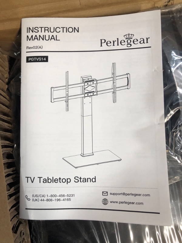 Photo 3 of Perlegear Universal TV Stand Mount, Heavy-Duty Tabletop TV Stand for 43–85 inch TVs up to 99 lbs, Swivel TV Stand with Tempered Glass Base,  Max VESA 800x400mm