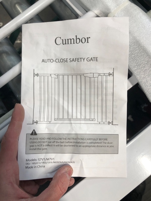 Photo 3 of Cumbor Extra Tall Safety Dog and Baby Gate, Mom's Choice Awards Winner-29.7-46" Wide, 36" Tall Pressure Mounted Auto Closed Pet Gate, White
