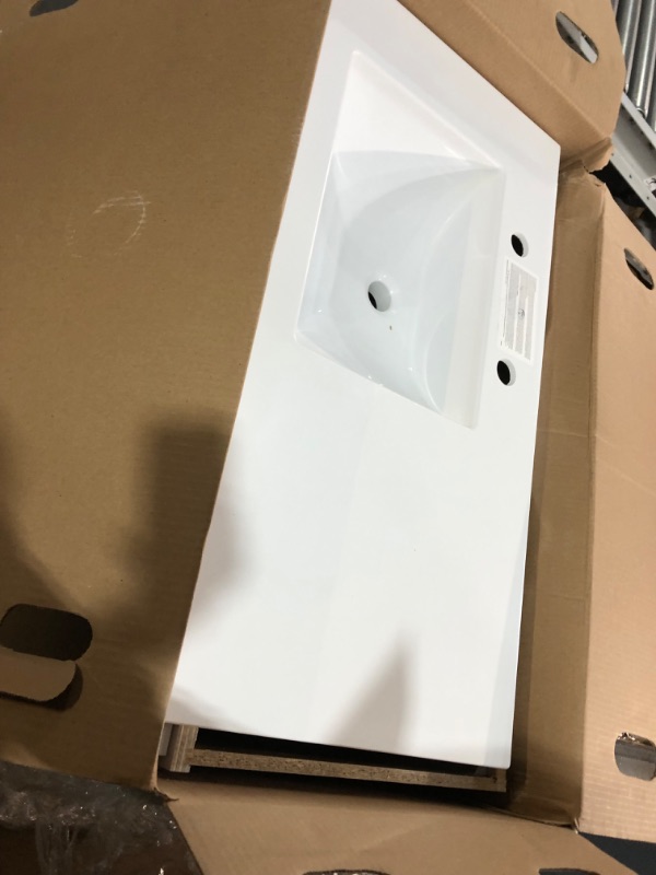 Photo 1 of **MISSING MIRROR-MINOR DAMAGE**
Style Selections Davies 36-in White Single Sink Bathroom Vanity with White Cultured Marble Top (Mirror Included)
