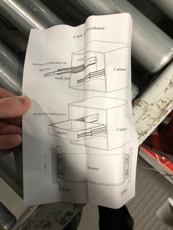 Photo 3 of VEVOR Drawer Slides with Lock, 1 Pair 60 inch, Heavy-Duty Industrial Steel up to 500 lbs Capacity, 3-Fold Full Extension, Ball Bearing Lock-in & Lock-Out, Side Mount