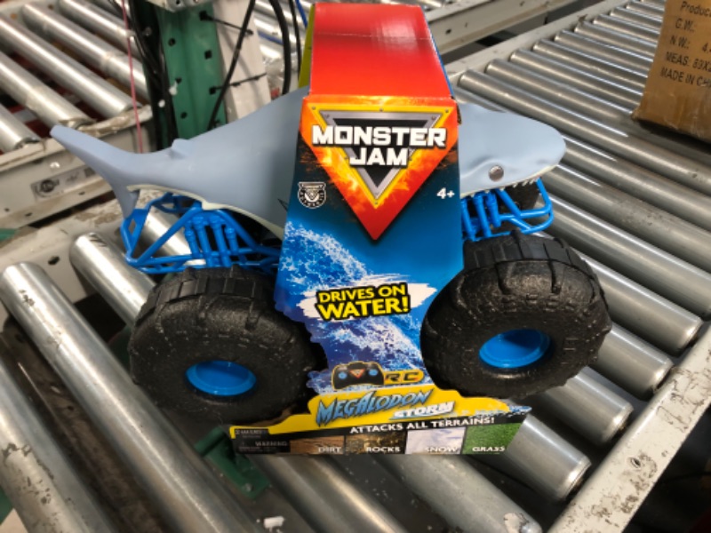 Photo 3 of Monster Jam, Official Megalodon Storm All-Terrain Remote Control Monster Truck Toy Vehicle, 1:15 Scale All-terrain