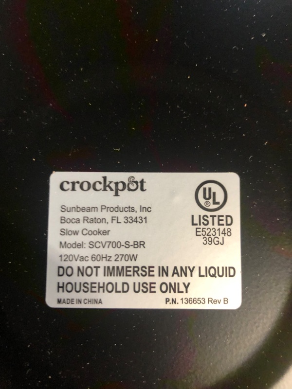 Photo 1 of Crock-Pot 7qt Manual Slow Cooker - Silver SCV700-SS