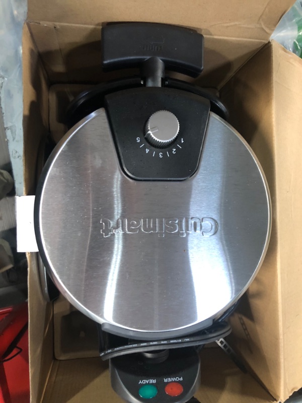 Photo 1 of Cuisinart WAF-F30 Round Flip Belgian Waffle Maker, Black/Silver, 1 inch thick