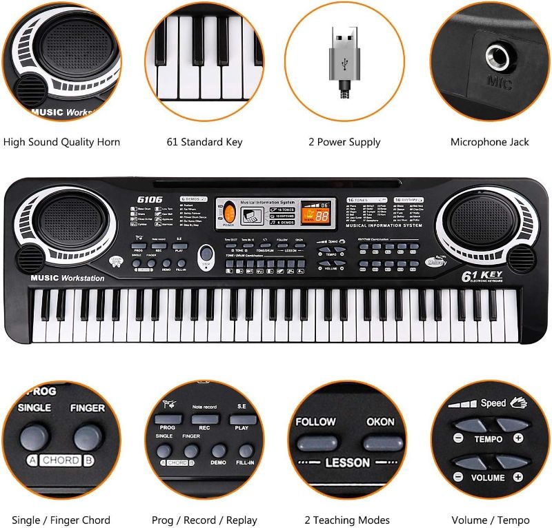 Photo 3 of SurpMuscial Keyboard Piano Kids 61 Key Electronic Digital Piano Musical Instrument Kit