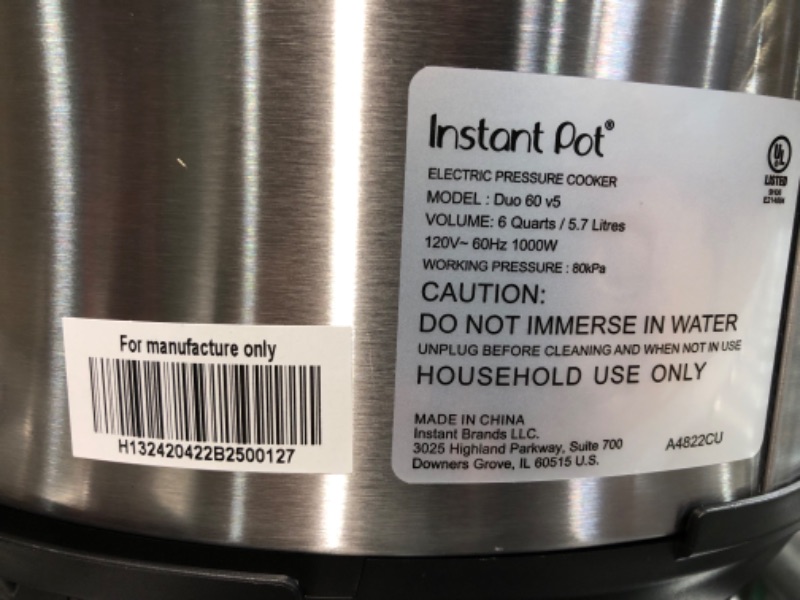 Photo 2 of **PARTS ONLY**
Instant Pot Duo 7-in-1 Electric Pressure Cooker, Slow Cooker, Rice Cooker,  6 Quart 