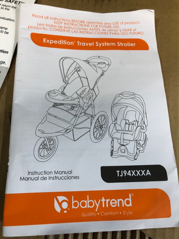 Photo 3 of Baby Trend Expedition Jogger Travel System, Millennium White + Baby Trend EZ Flec Loc 32 