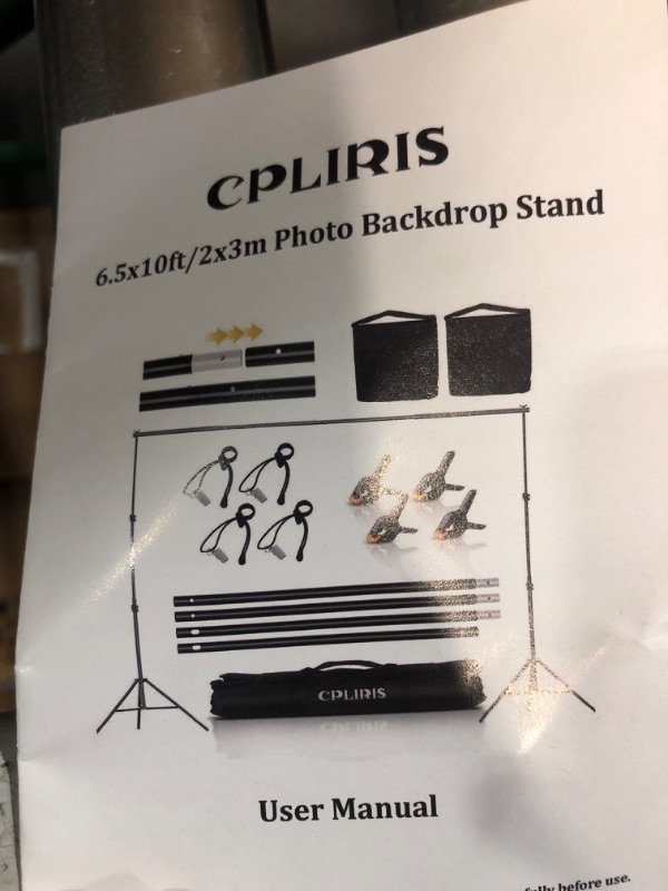 Photo 2 of Photo Backdrop Stand, CPLIRIS 6.5x10ft Adjustable Parties Background Support with 4 Spring 