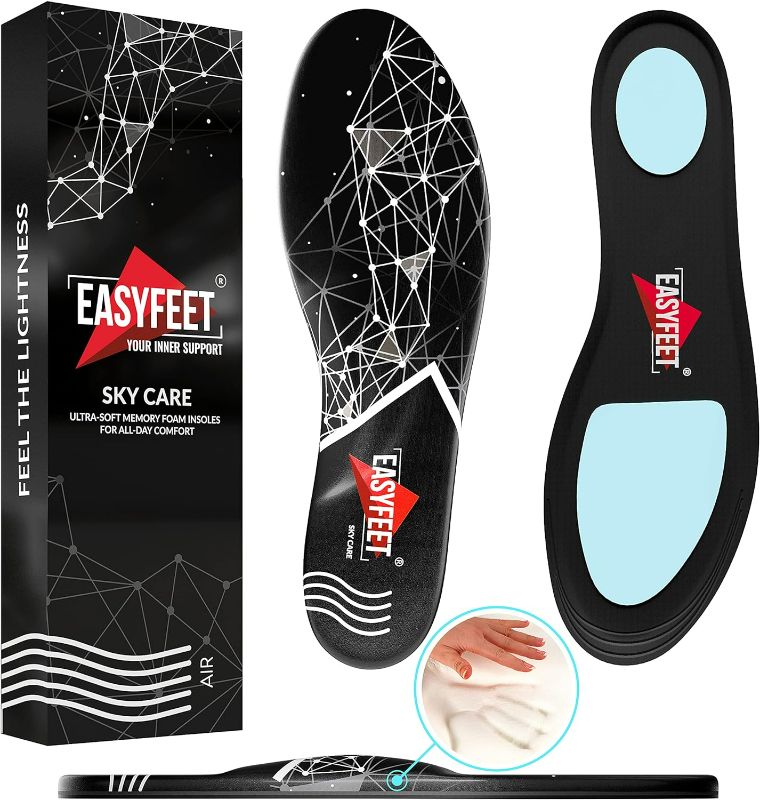 Photo 1 of (New 2023) Memory Foam Insoles for Men and Women Black S (Men 7-8.5/Women 8-9.5) 2pk