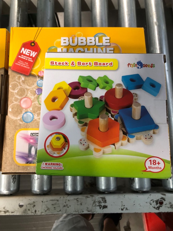 Photo 4 of Bubble Gun Automatic No Dip Soap Bazooka, and Yellow and Black and stack and sort board