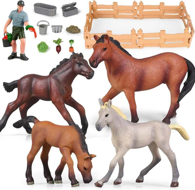 Photo 1 of Beberlu Horse Toys for Girls and Boys 3-12 Year Olds, 4 Horse Toys Stable Club Set Animals 