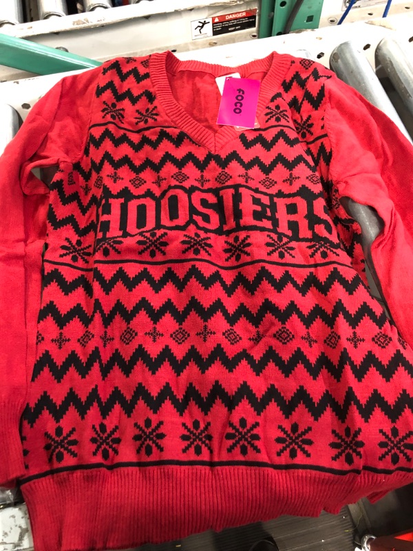 Photo 1 of FOCO Women's NCAA College Team Ugly Holiday V-Neck Sweater Indiana Hoosiers XL 2pk