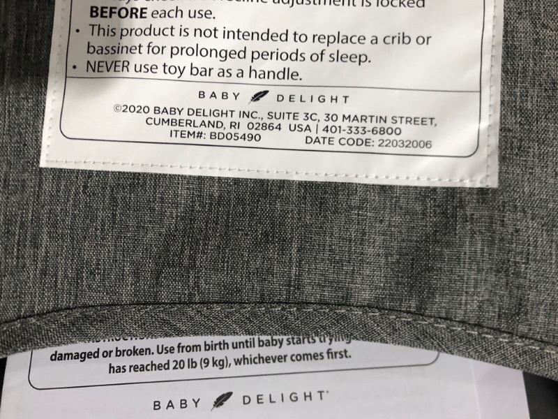 Photo 10 of **SEE CLERK NOTES** Baby Delight Aura Deluxe | Portable Baby Bouncer | Quilted Charcoal 