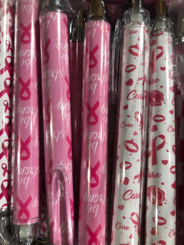 Photo 4 of Colarr 200 Pcs Breast Cancer Awareness Accessories Include 100 Pcs Ribbon Pens Gel Ink 