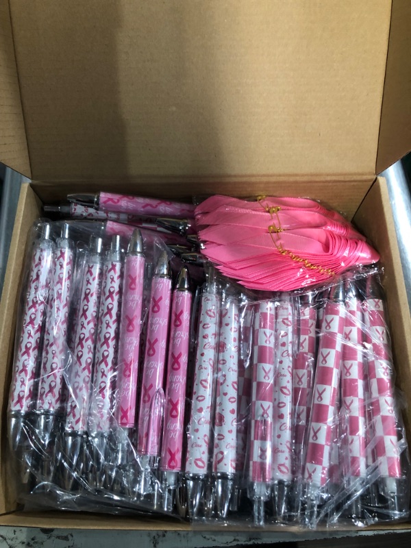 Photo 2 of Colarr 200 Pcs Breast Cancer Awareness Accessories Include 100 Pcs Ribbon Pens Gel Ink 