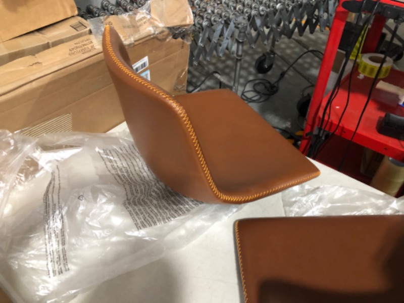 Photo 8 of **PARTS** *See Notes* EdgeMod Brinley Modern Upholstered PU Leather Bar Stool 34" H Tan 