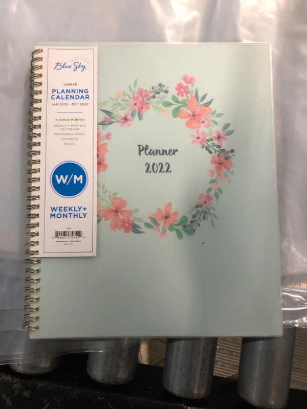 Photo 2 of Blue Sky 2022 Weekly & Monthly Planner, 8.5" x 11", Frosted Flexible Cover, Wirebound, Laurel (135842) 8.5"x11" Old Edition