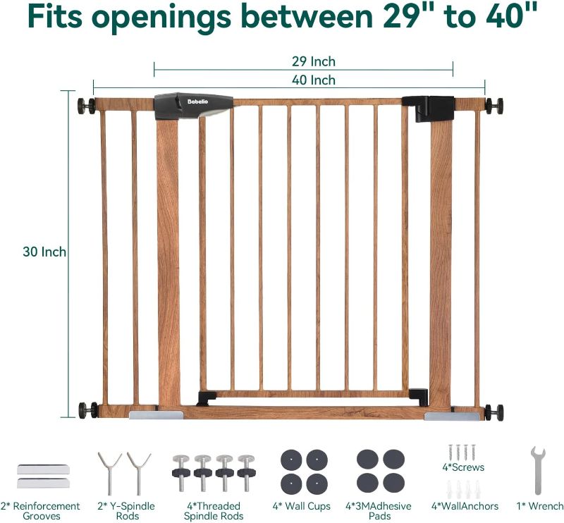 Photo 1 of BABELIO Metal Baby Gate with Wood Pattern, 
