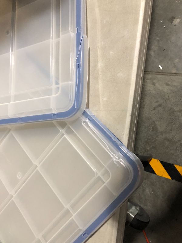 Photo 7 of ***CORNERS AND HANDLES BROKEN - SEE PICTURES***
IRIS USA 3 Pack 60 Quart WeatherPro Plastic Storage Box