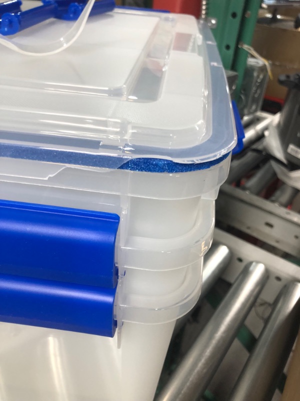 Photo 5 of ***CORNERS AND HANDLES BROKEN - SEE PICTURES***
IRIS USA 3 Pack 60 Quart WeatherPro Plastic Storage Box