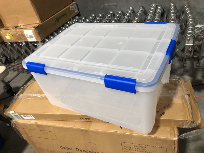 Photo 8 of ***CORNERS AND HANDLES BROKEN - SEE PICTURES***
IRIS USA 3 Pack 60 Quart WeatherPro Plastic Storage Box