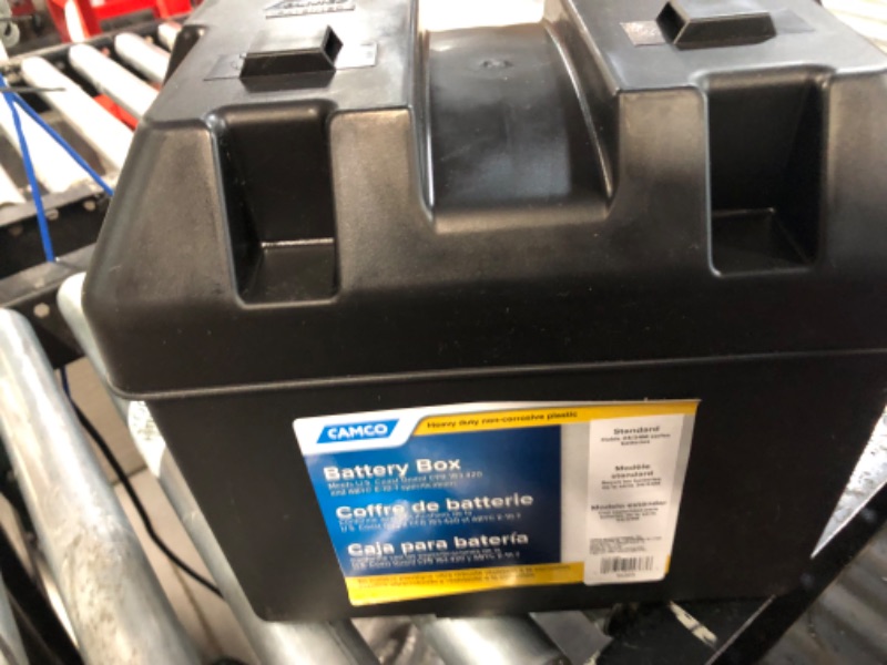 Photo 3 of Camco Heavy Duty Battery Box with Straps and Hardware - Group 24 |Safely Stores RV, Automotive, and Marine Batteries |Durable Anti-Corrosion Material | Measures 7-1/4" x 10-3/4" x 8" 