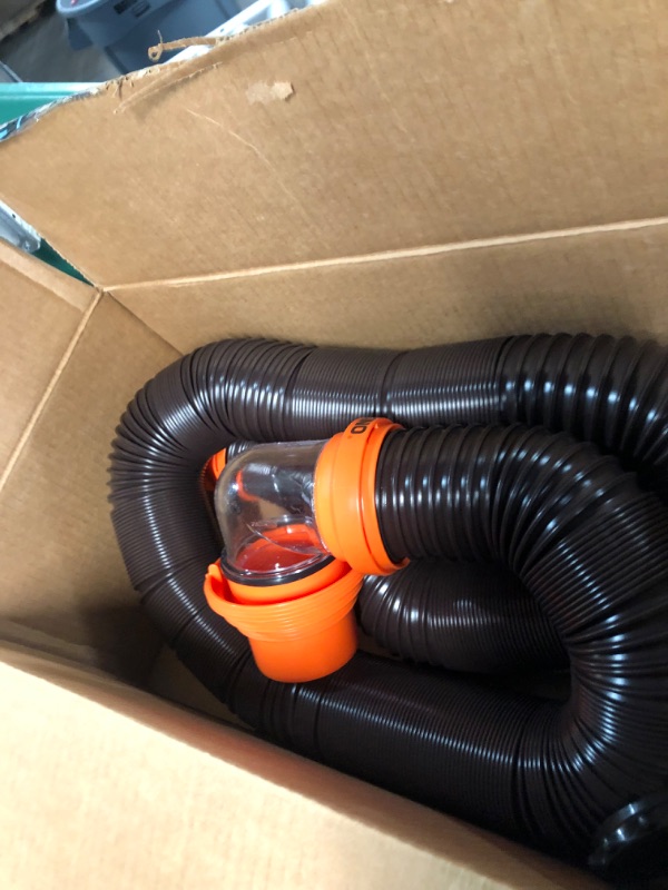 Photo 3 of Camco RhinoEXTREME 20ft RV Sewer Hose Kit, Includes Swivel Fitting and Translucent Elbow with 4-In-1 Dump Station Fitting, Crush Resistant, Storage Caps Included - 39867