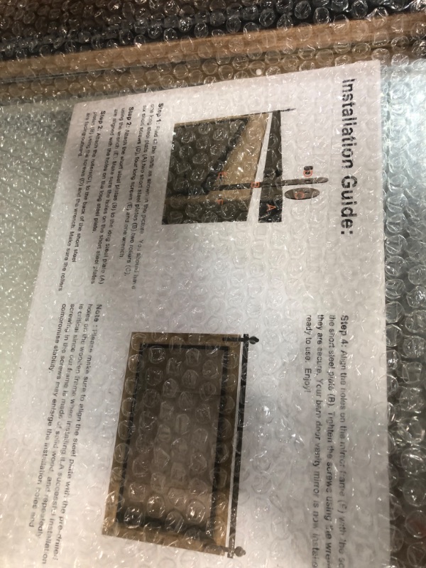 Photo 1 of **DAMAGE**
YOSHOOT Farmhouse Barn Door Mirror, 48"x30" Rustic Bathroom Mirror, 