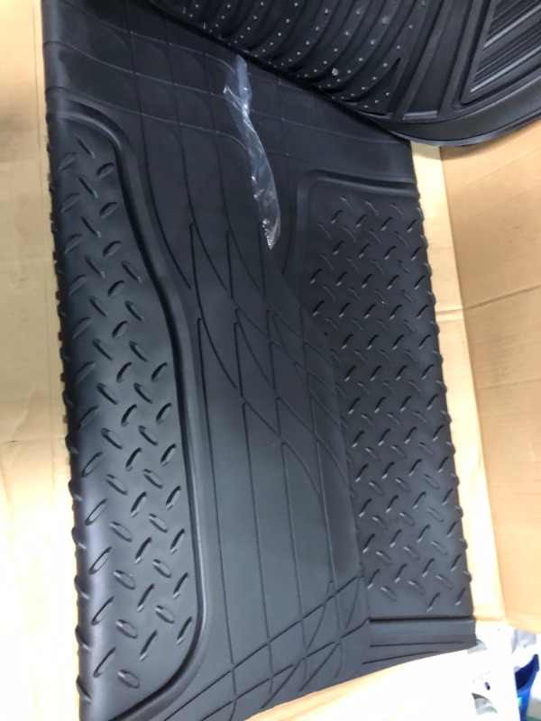 Photo 2 of Motor Trend FlexTough Performance All Weather Rubber Car Floor Mats with Cargo Liner (Black) 