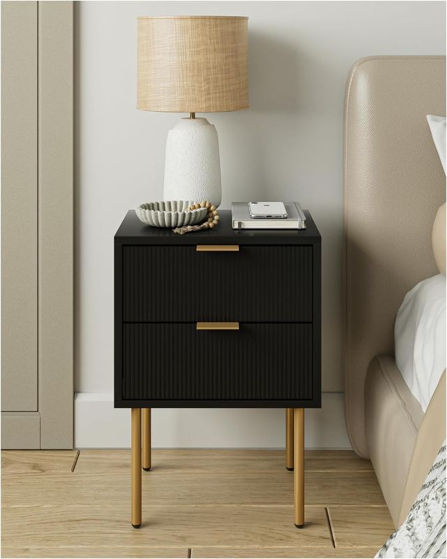 Photo 1 of {FOR PARTS READ NOTES}
AEPOALUA Nightstand,Small Bedside Table with Gold Frame,Black