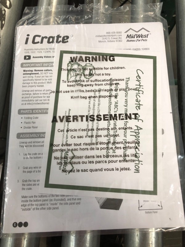 Photo 3 of {READ NOTES}
MidWest iCrate Fold & Carry Double Door Collapsible Wire Dog Crate, 24 inch