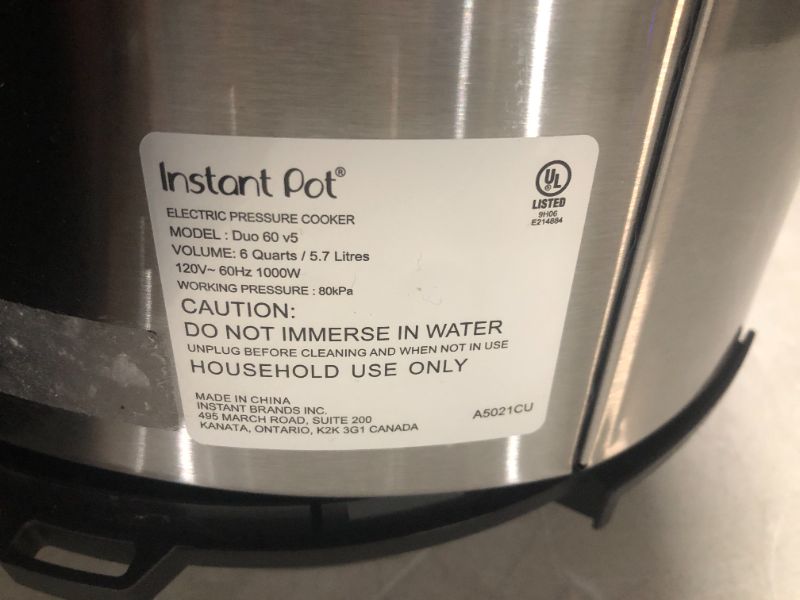 Photo 3 of ***NOT FUNCTIONAL - FOR PARTS - SEE NOTES - NONREFUNDABLE***
Instant Pot Duo 7-in-1 Electric Pressure Cooker