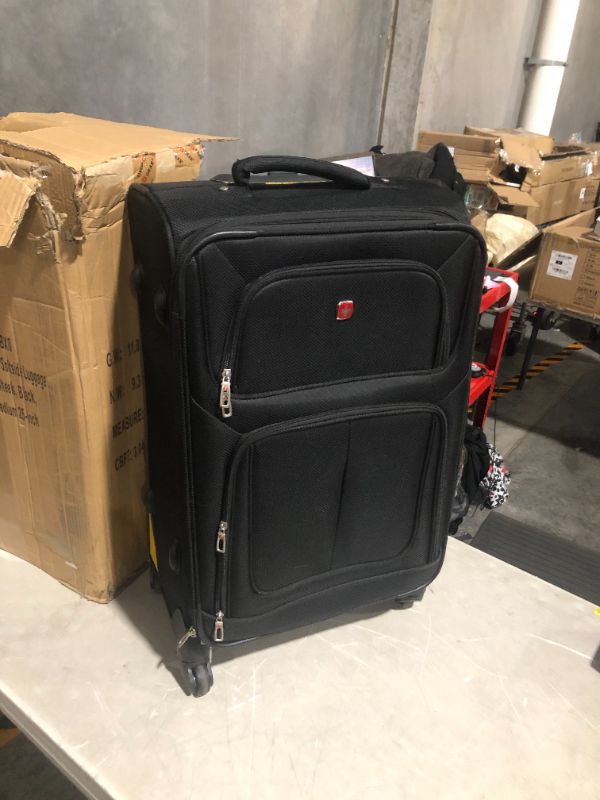 Photo 2 of ***USED - DIRTY - SEE PICTURES***
SwissGear Sion Softside Expandable Roller Luggage, Black,25-Inch