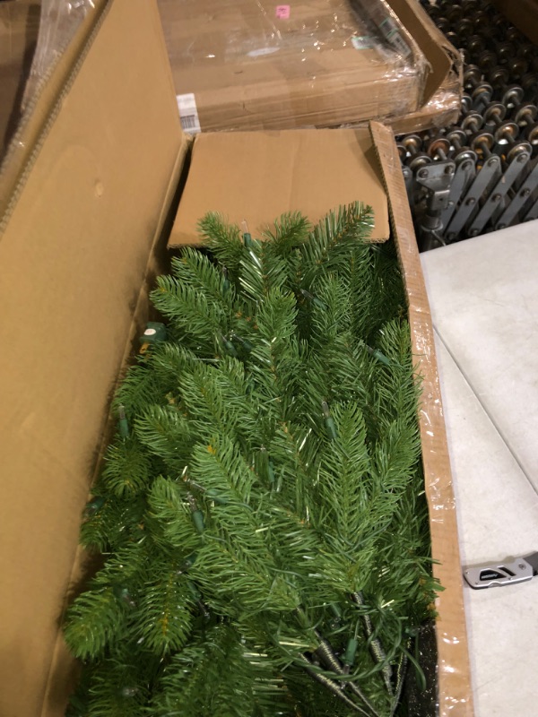 Photo 6 of **NON FUNCTIONAL******READ NOTES****
National Tree Company Pre-Lit 'Feel Real' Artificial Slim Downswept Christmas Tree, Green, Douglas Fir, White Lights, Includes Stand, 7.5 feet 7.5 ft