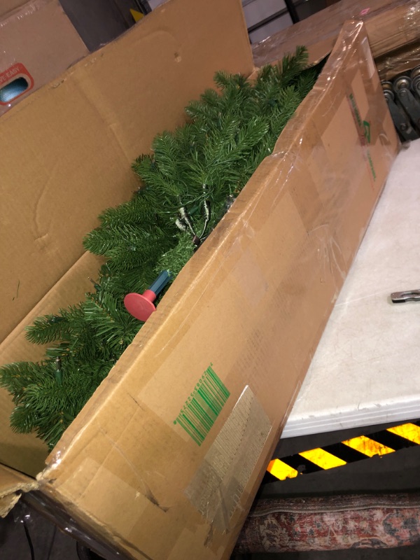 Photo 4 of **NON FUNCTIONAL******READ NOTES****
National Tree Company Pre-Lit 'Feel Real' Artificial Slim Downswept Christmas Tree, Green, Douglas Fir, White Lights, Includes Stand, 7.5 feet 7.5 ft