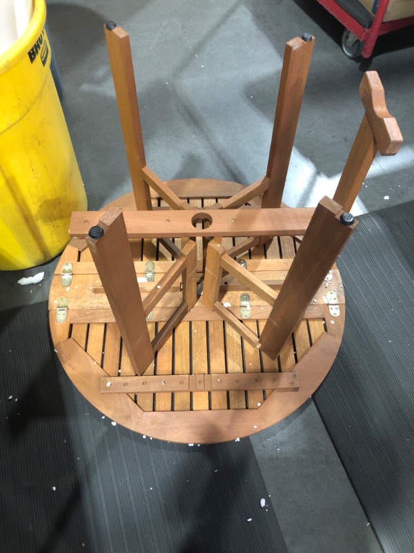 Photo 1 of **SEE NOTES***
Furinno FG17035 Tioman Hardwood Patio Furniture Gateleg Round Table in Teak Oil, Natural