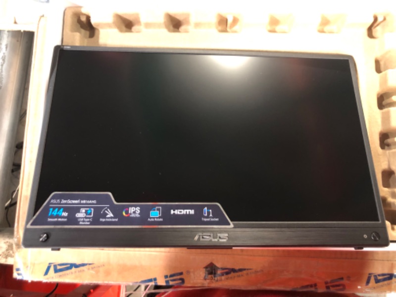 Photo 2 of ASUS ZenScreen 15.6” 1080P Portable USB-C Monitor (MB16AHG) - Full HD, IPS, 144Hz, Mini-HDMI, Freesync Premium™, Ergo kickstand, Eye Care, Tripod Mountable, Protective Sleeve, 3-Year Warranty,BLACK 15.6" IPS FHD 144Hz USB-C Freesync Premium Monitor