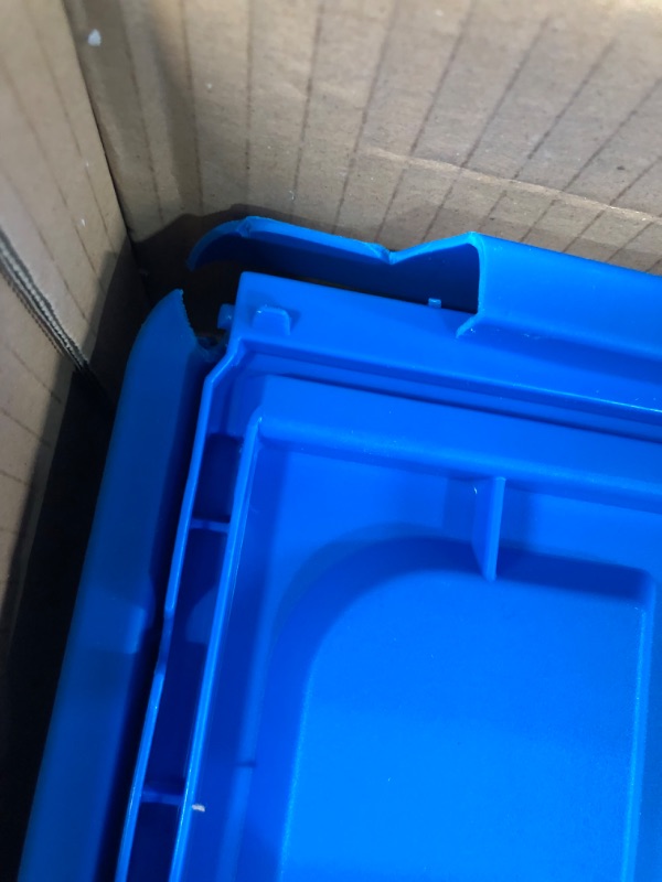 Photo 3 of ***TOP BROKEN*** CleverMade 32L Collapsible Storage Bins (3 Pack, Royal Blue)